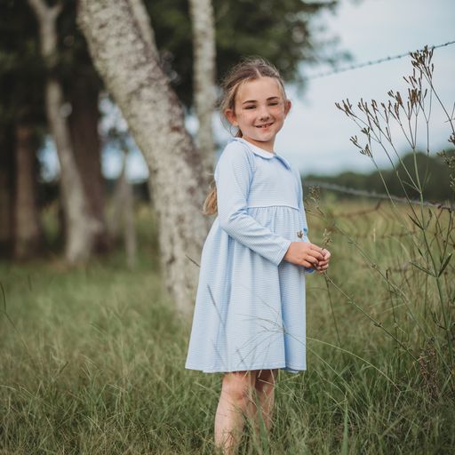 Girls Light Blue Striped Knit Collection