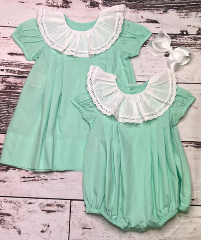 Kylie Lace Collar Mint Bubble And Dress