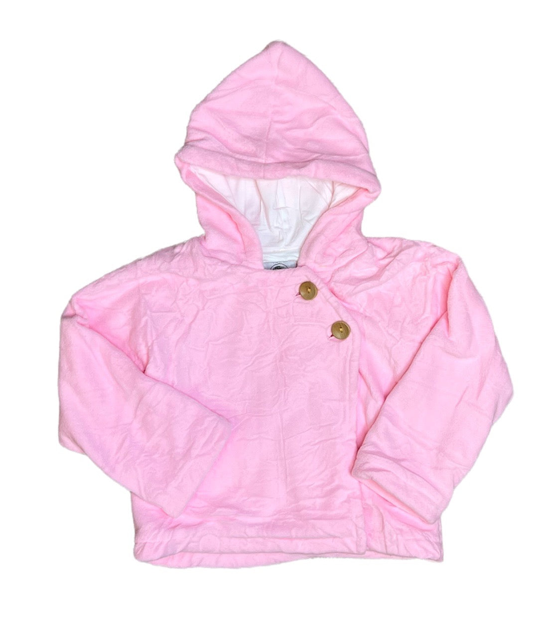 Hooded Button Up Fleece Jacket - Pink