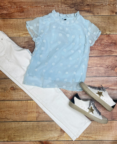 Flutter Sleeve Dotted Top