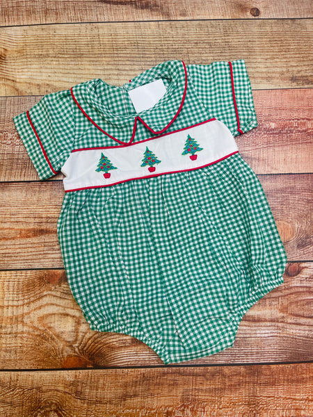 Boys *Christmas Tree* Check Bubble & Pant Set