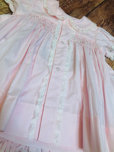 Smocked Rosette Lace Dress
