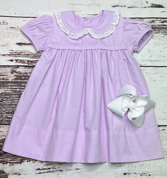 Eyelet Trim Lilac Dress And Bubble