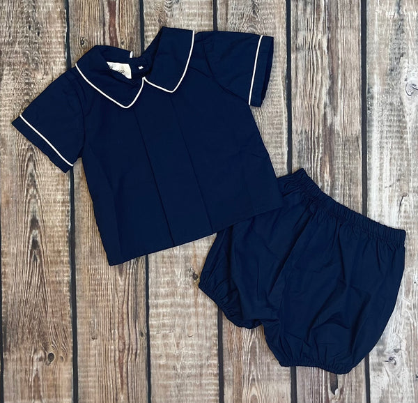Blue Blessings Navy Romper and 2pc Set