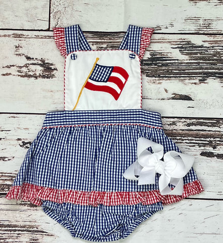 Gingham Flag Sunsuit - Girls