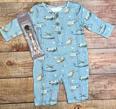 Vintage Copters Muslin Romper