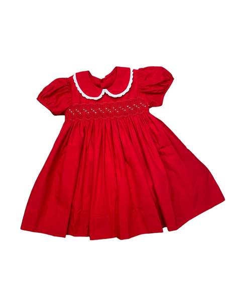 Solid Red Smocked Dress
